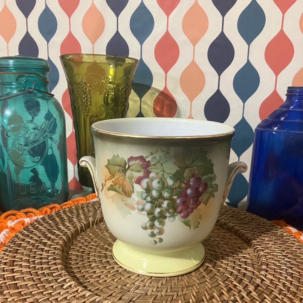 Andrea by Sadek Ceramic Ice Bucket Hand Painted by A. Kach Vintage